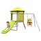 Green 4-in-1 Kids Swing Set with Slide, Adjustable Seat, Playhouse and Canopy